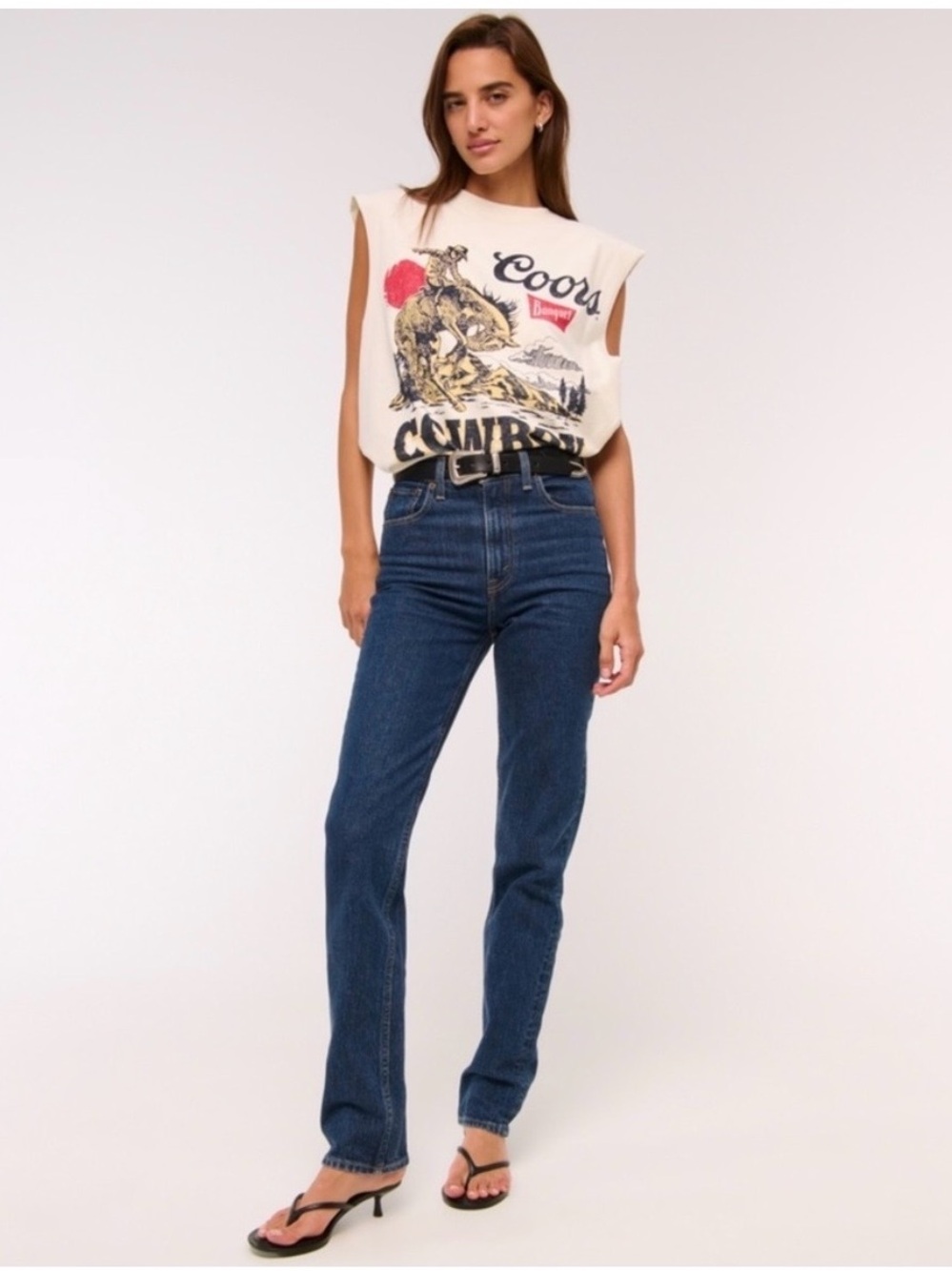 Abercrombie & Fitch High-Rise Straight Jeans - Dark Blue Wash